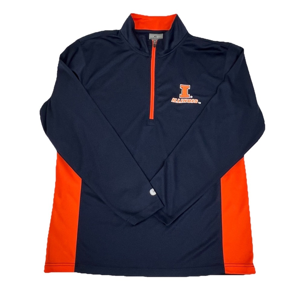 University of Illinois Colosseum 1/4 Zip Pullover Navy Blue Orange Illini XL